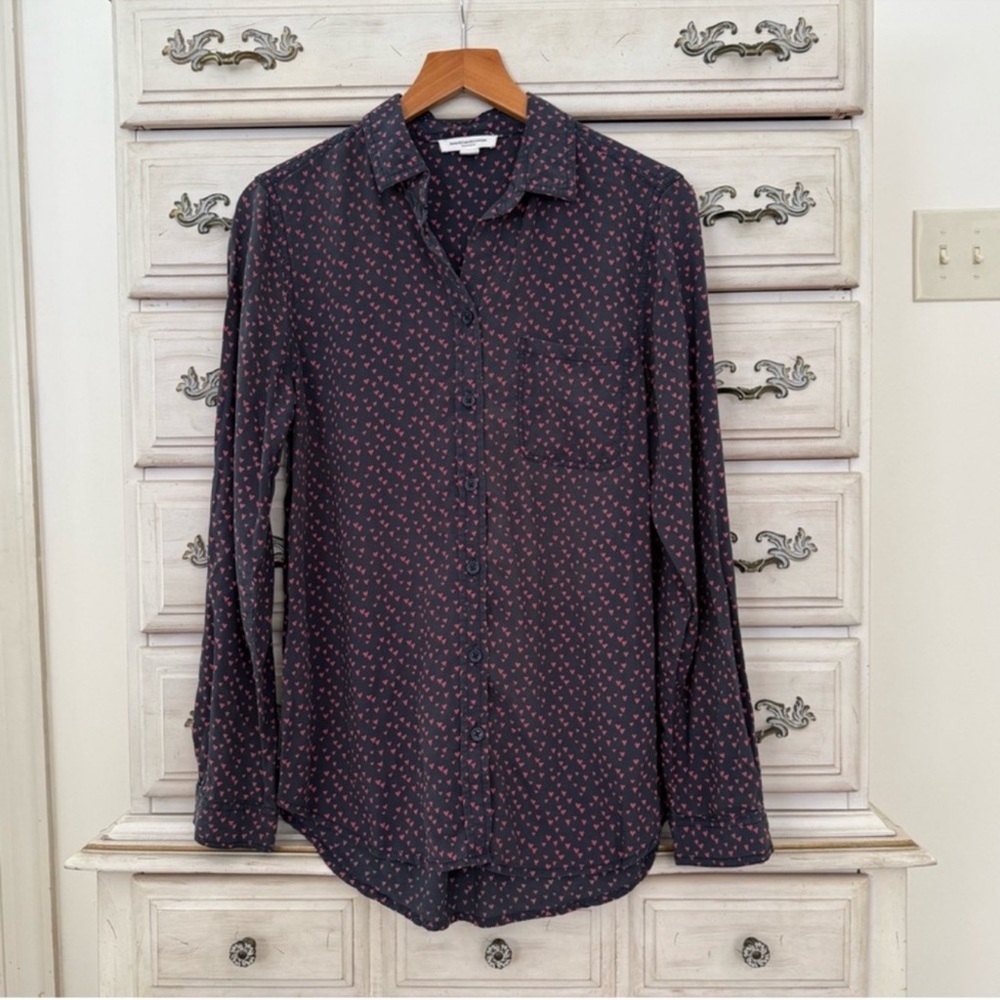 Hearts Novelty Print Button Shirt